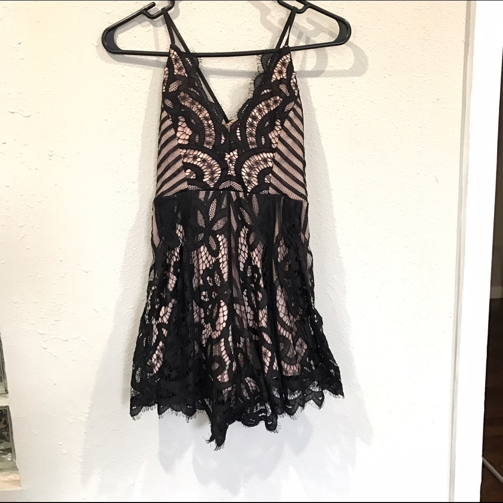 Black and nude romper